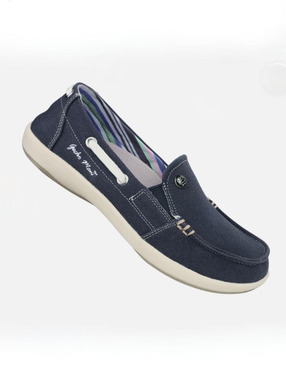 GECKO MAN Canvas Loafer Shoes Women's (Sz 7.5) Navy Blue